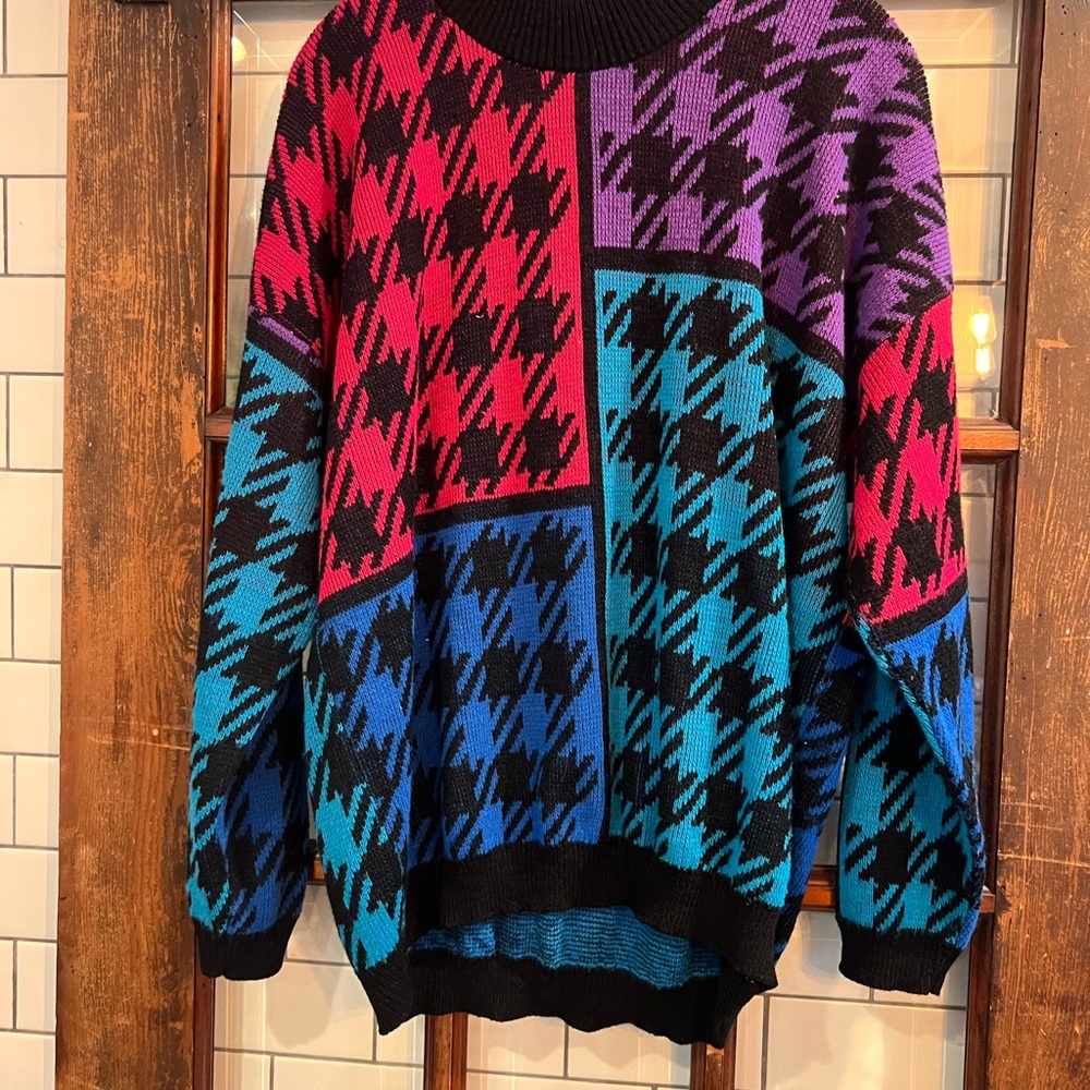 Essentials Black and Purple Knit Sweater
